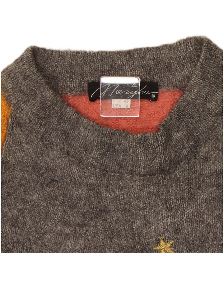 Vintage Womens Crew Neck Jumper Sweater IT 42 Medium Pink Colourblock