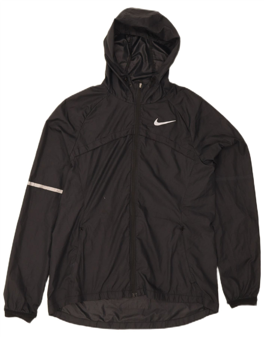Nike Womens Hooded Rain Jacket UK 14 Medium Black Polyester Sports