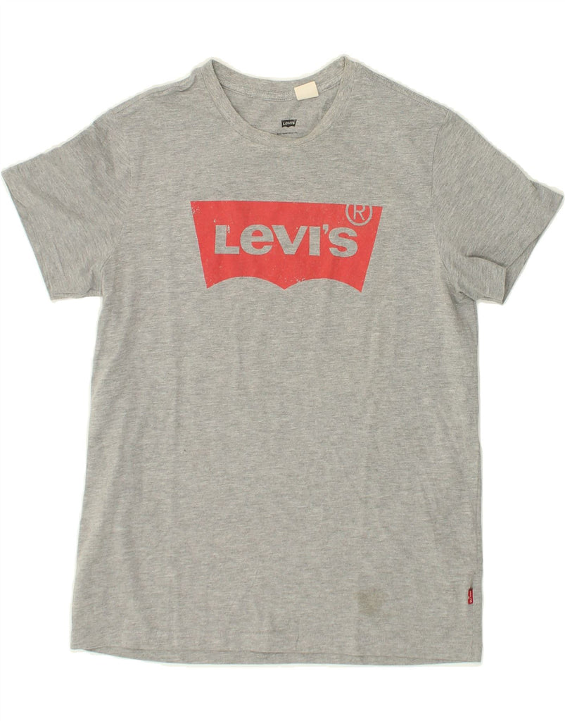 LEVI'S Womens Graphic T-Shirt Top UK 14 Large Grey Cotton | Vintage Levi's | Thrift | Second-Hand Levi's | Used Clothing | Messina Hembry 