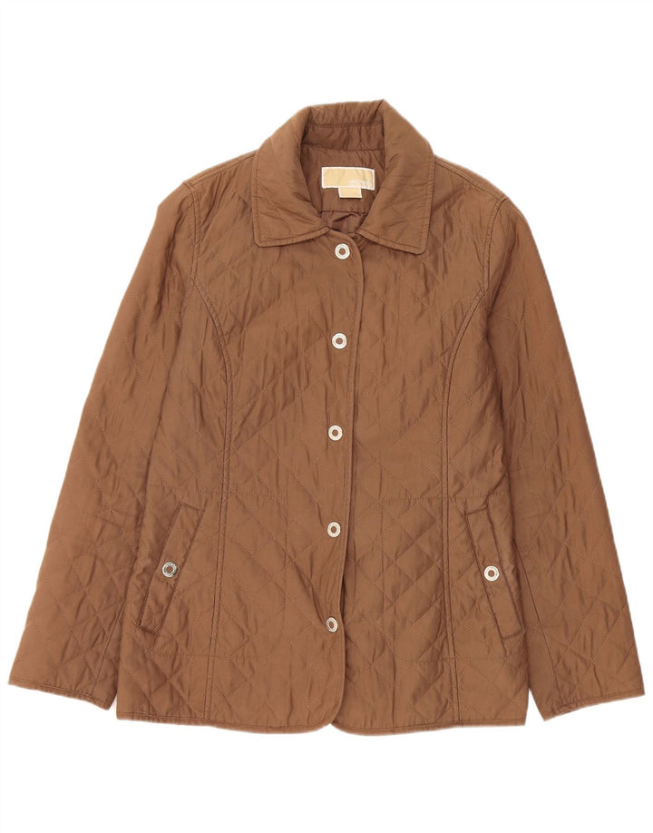 Michael Kors Womens Quilted Jacket UK 14 Medium Brown Polyester