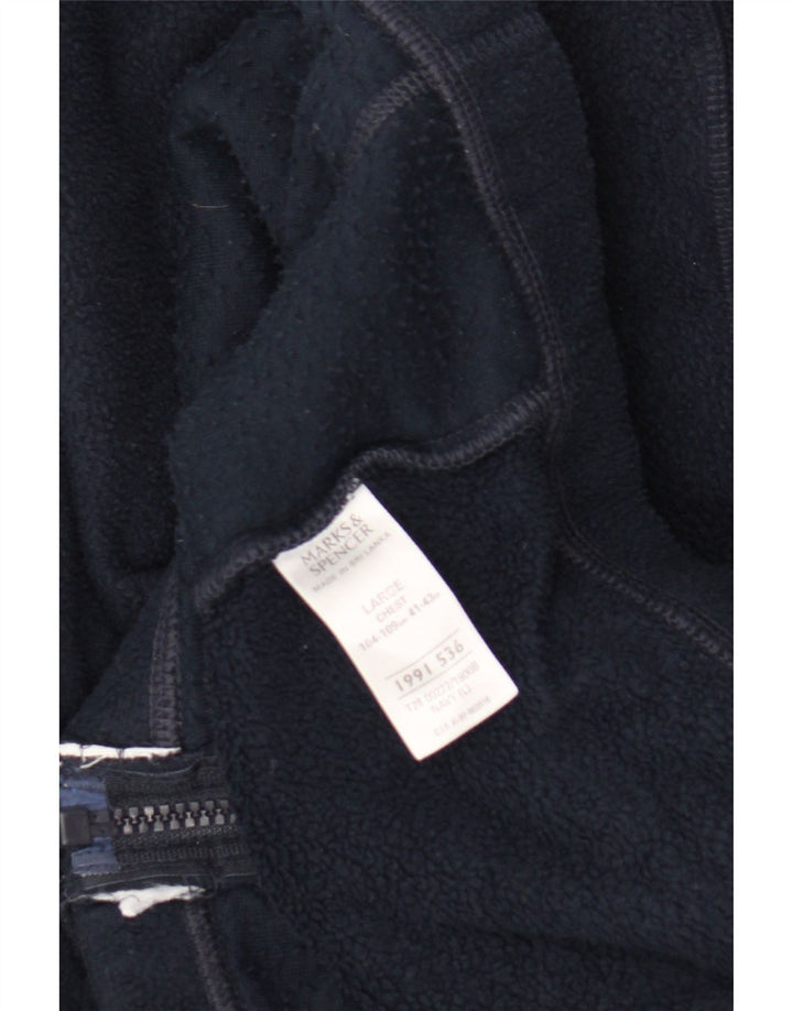Marks & Spencer Mens Fleece Jacket UK 40 Large Navy Blue Polyester