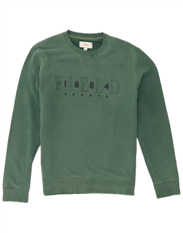 Marks & Spencer Mens Graphic Sweatshirt Jumper Medium Green Cotton