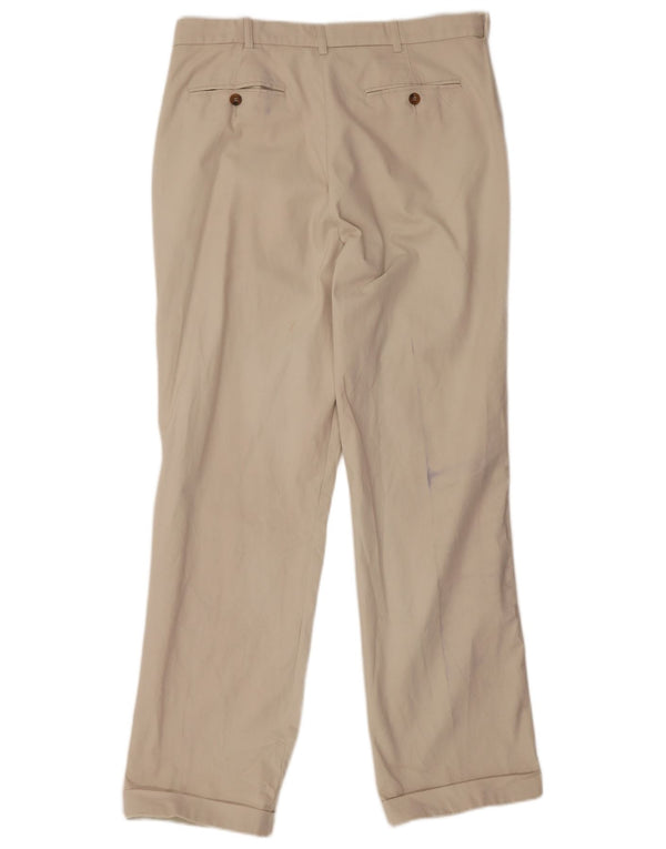 Marks & Spencer Mens Pegged Suit Trousers W34 L31 Beige Cotton