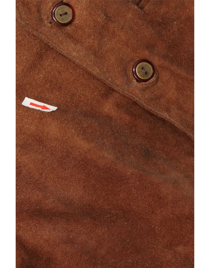 Vintage Mens Suede Waistcoat UK 40 Medium Brown Leather