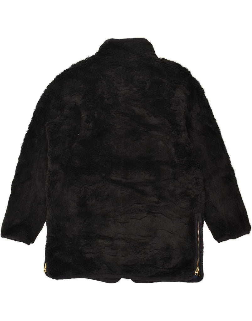 J. CREW Womens Teddy Bear Overcoat UK 14 Medium Black Polyester | Vintage J. Crew | Thrift | Second-Hand J. Crew | Used Clothing | Messina Hembry 