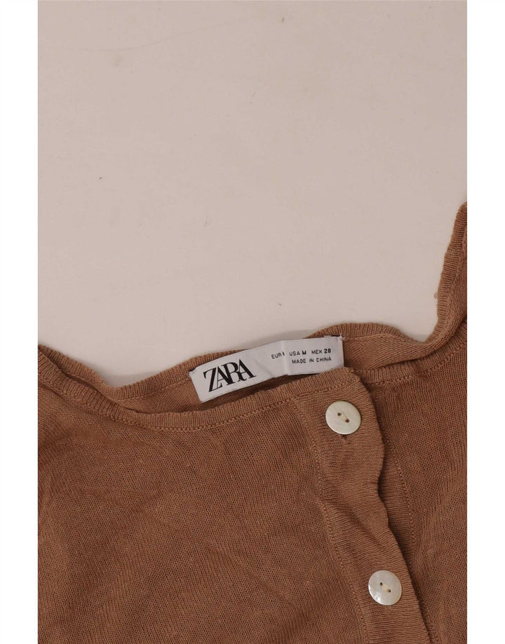 Zara Womens Top Long Sleeve UK 14 Medium Beige