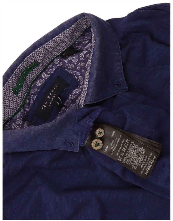 Ted Baker Mens Polo Shirt Size 3 Medium Navy Blue Cotton