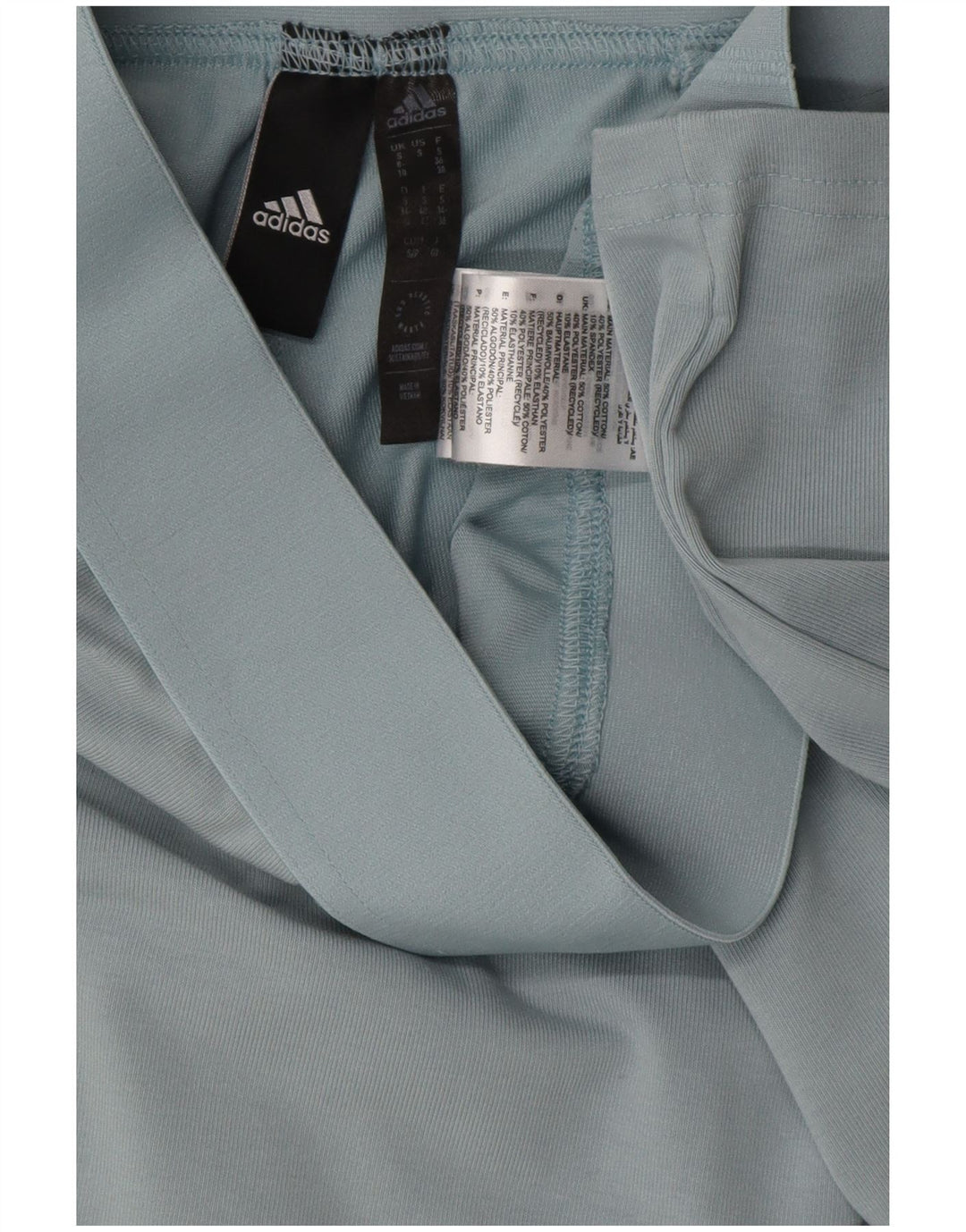 ADIDAS Womens Graphic Leggings UK 8/10 Small Blue Cotton