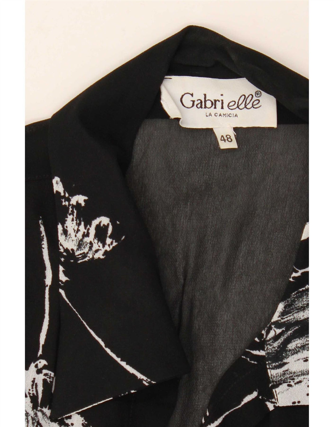 Vintage Womens Abstract Pattern 1/2 Sleeve Shirt Blouse IT 48 XL Black