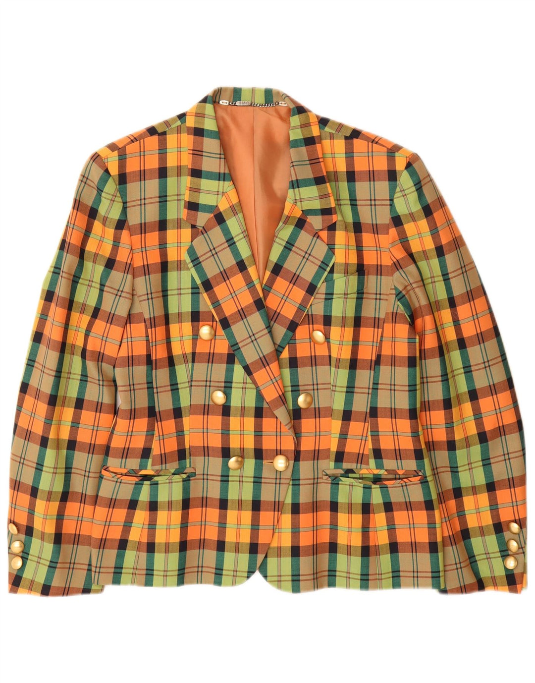 HMC Womens Double Breasted Blazer Jacket UK 12 Medium Multicoloured Check