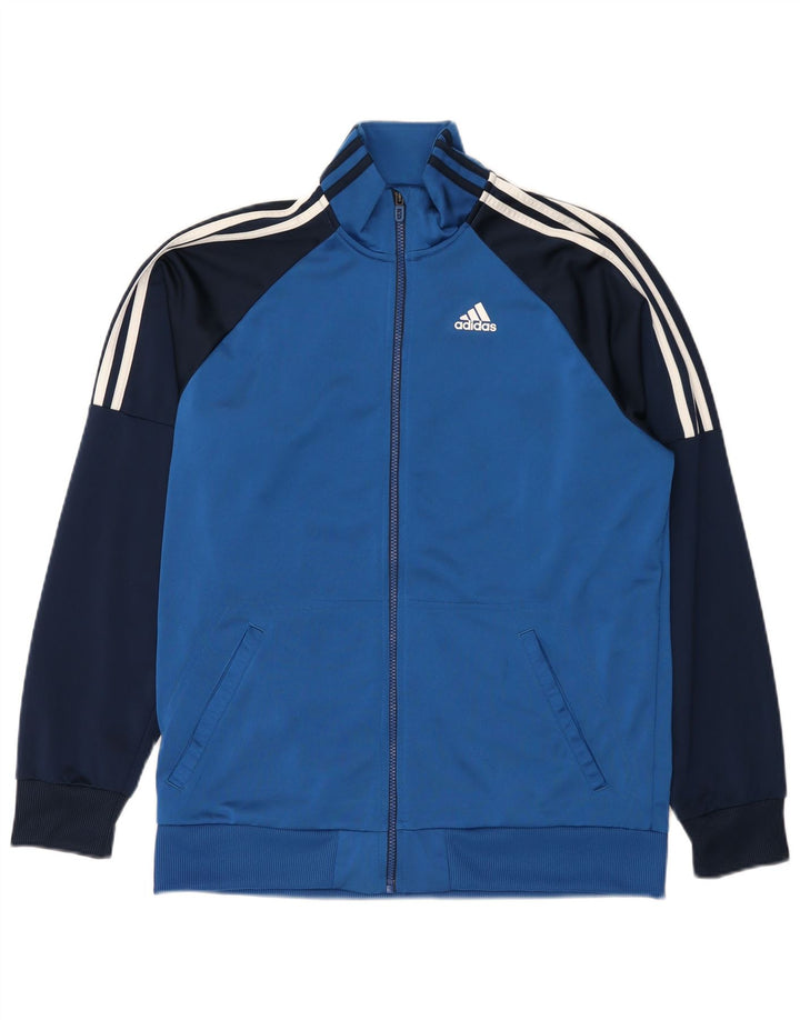 Adidas Mens Tracksuit Top Jacket UK 44/46 Large Blue Colourblock Polyester