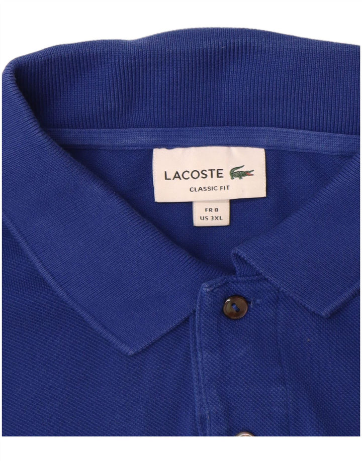 LACOSTE Mens Classic Fit Polo Shirt Size 8 3XL Blue Cotton