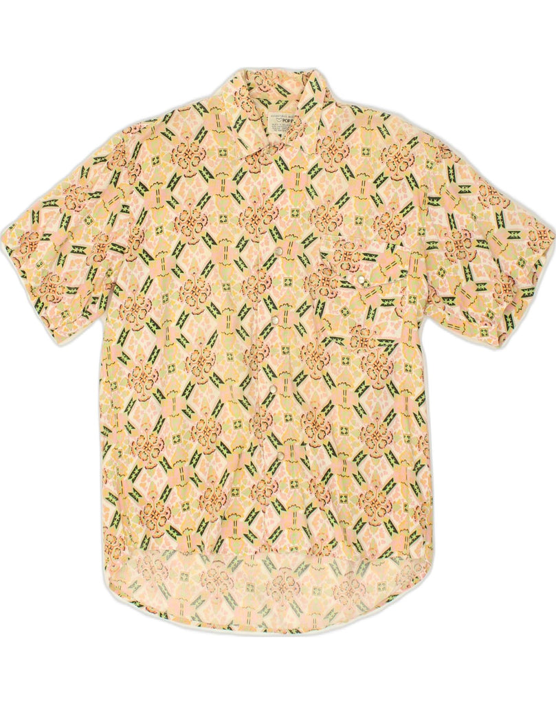 POP 84 Mens Short Sleeve Shirt Small Beige Floral Cotton | Vintage POP 84 | Thrift | Second-Hand POP 84 | Used Clothing | Messina Hembry 