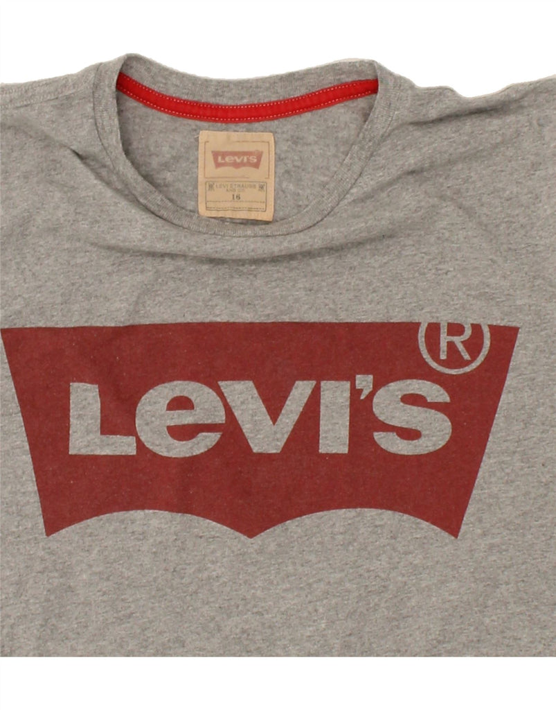 LEVI'S Girls Graphic T-Shirt Top 15-16 Years Grey Polyester Vintage Levi's and Second-Hand Levi's from Messina Hembry 