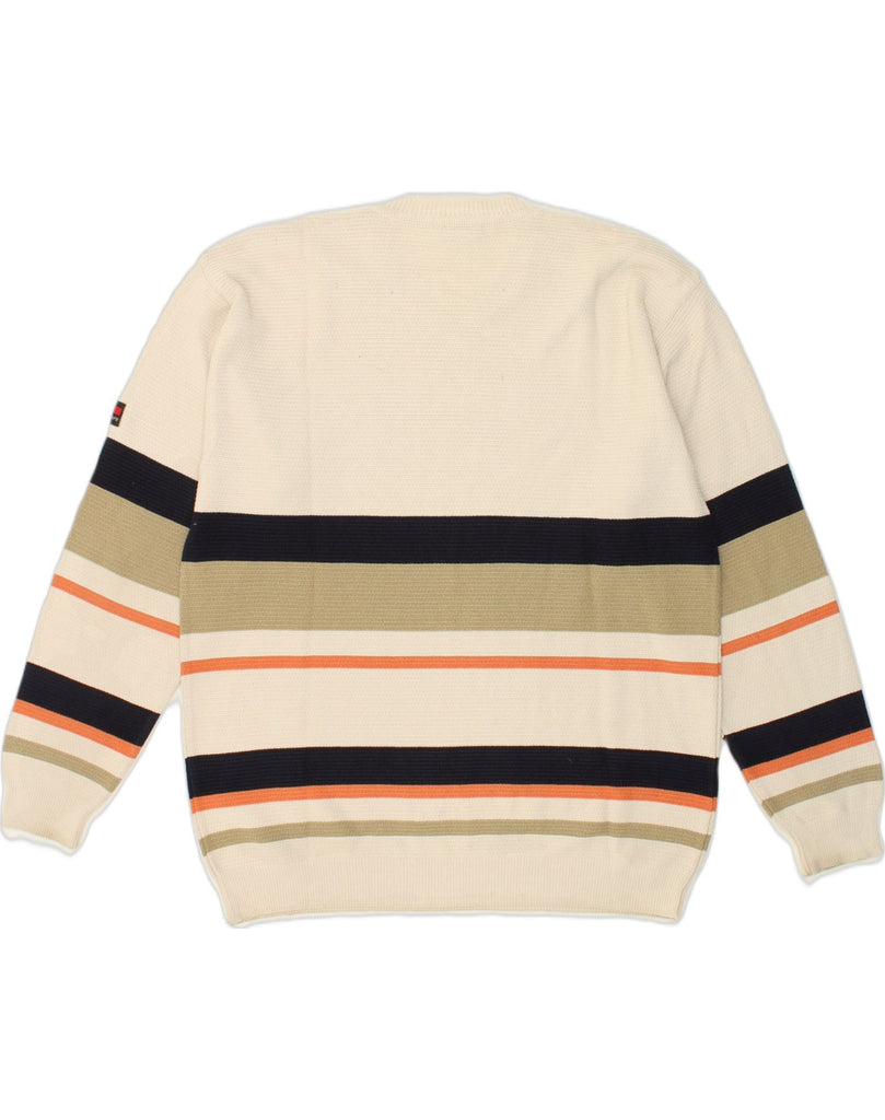 NAVIGARE Mens Crew Neck Jumper Sweater XL Beige Colourblock Cotton | Vintage Navigare | Thrift | Second-Hand Navigare | Used Clothing | Messina Hembry 