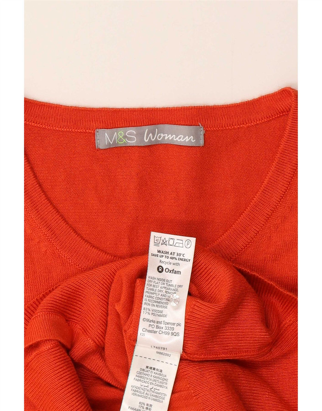 Marks & Spencer Womens Cardigan Sweater UK 14 Medium Orange Viscose
