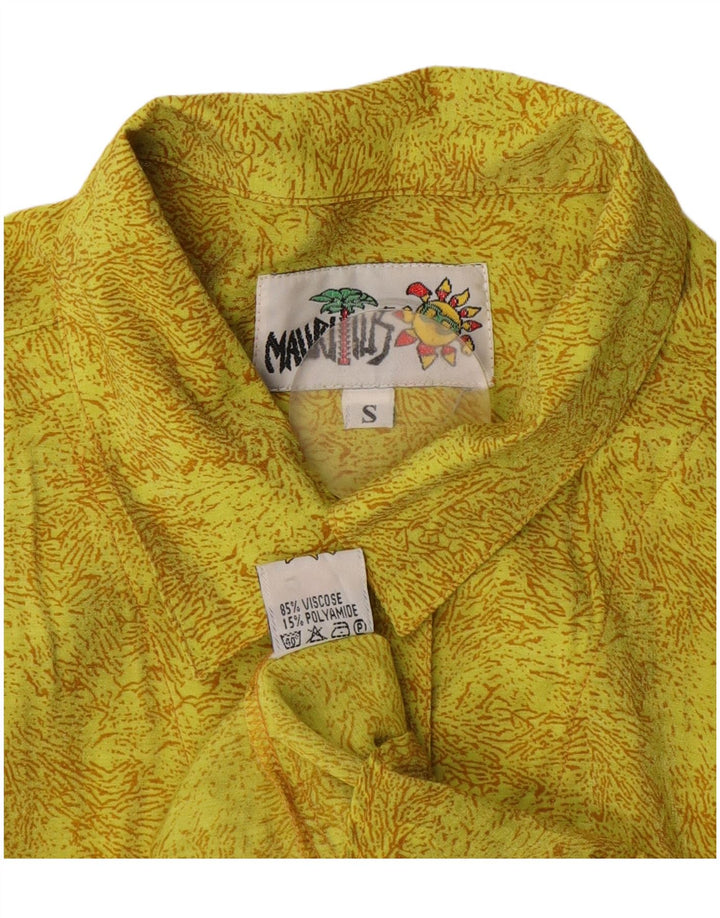 Vintage Womens Oversized Abstract Pattern Shirt Blouse UK 10 Small Yellow