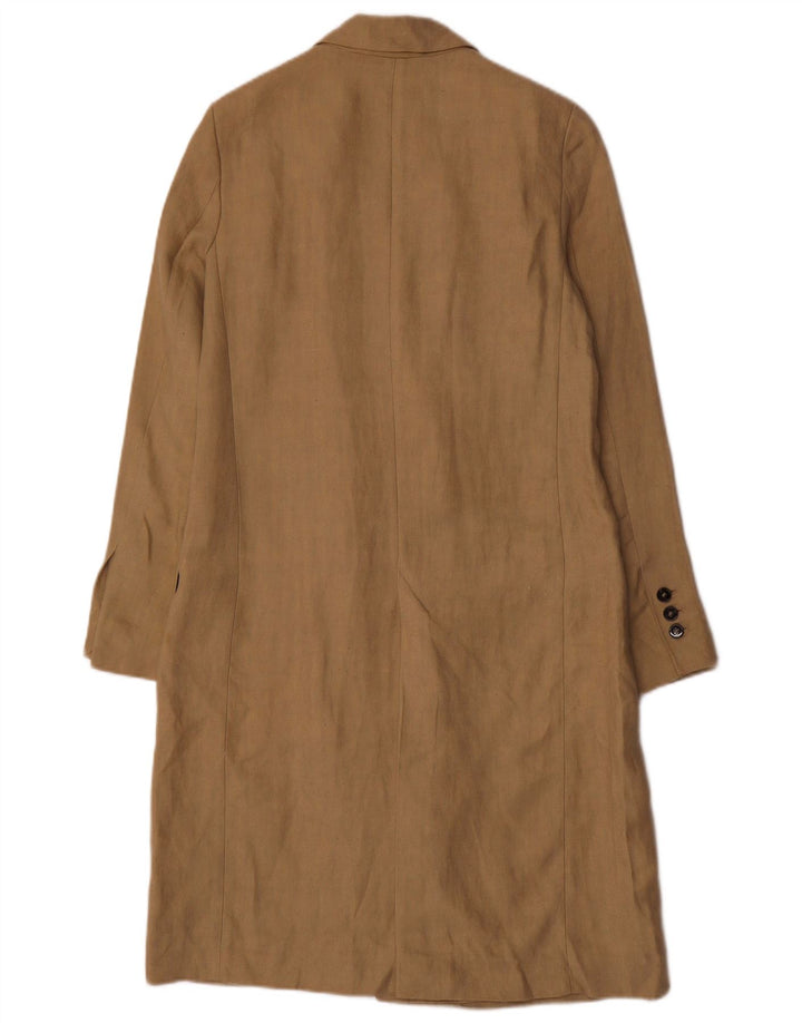 ZARA Womens Oversized Double Breasted Coat UK 6 XS Beige Linen