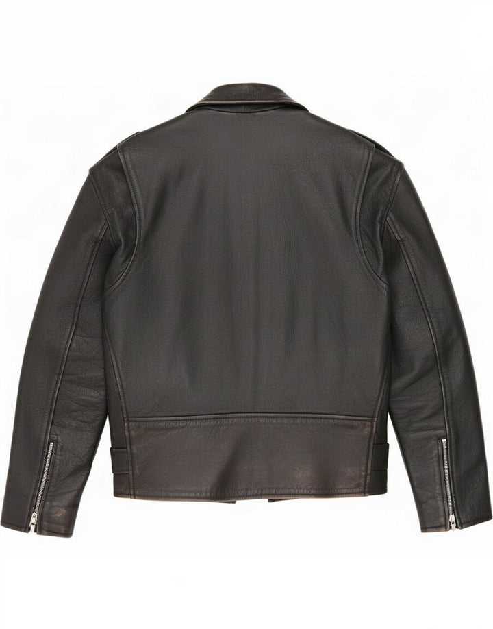 Vintage Mens Leather Biker Jacket UK 38 Medium Black