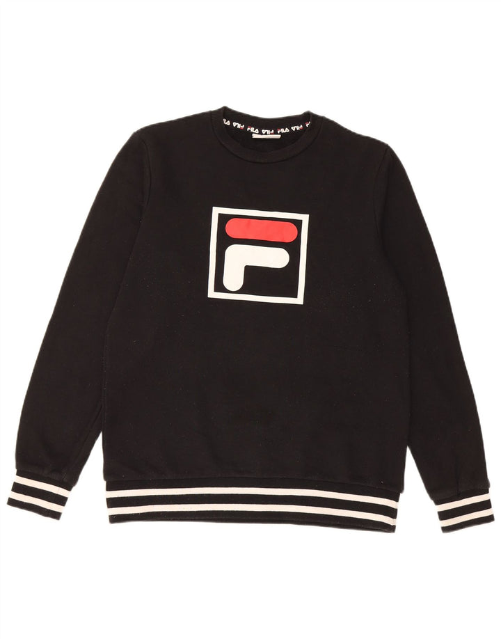 Fila Mens Graphic Sweatshirt Jumper XS Black Striped Cotton