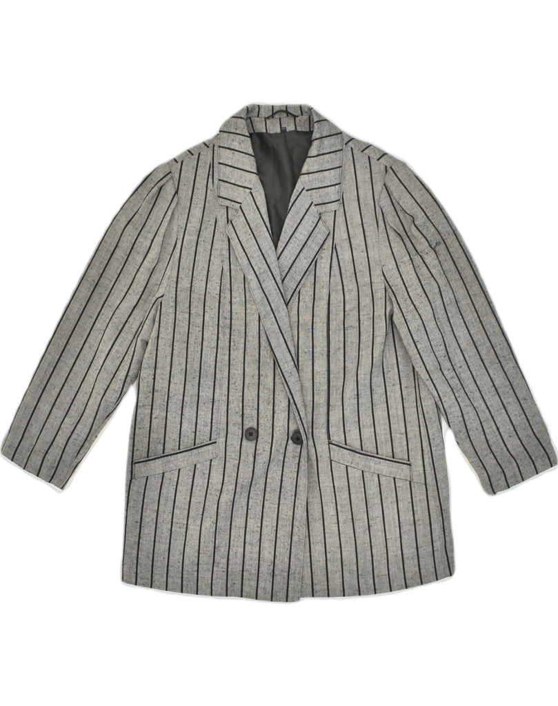 C&A Womens Canda Double Breasted Blazer Jacket IT 44 Medium Grey Striped | Vintage C&A | Thrift | Second-Hand C&A | Used Clothing | Messina Hembry 