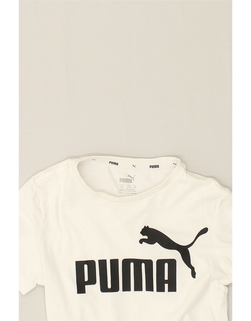 PUMA Boys Graphic T-Shirt Top 9-10 Years White Cotton | Vintage Puma | Thrift | Second-Hand Puma | Used Clothing | Messina Hembry 