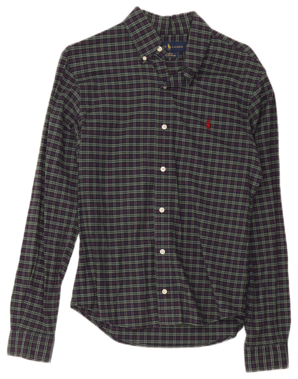 Ralph Lauren Mens Stretch Oxford Slim Fit Shirt Small Navy Blue Check