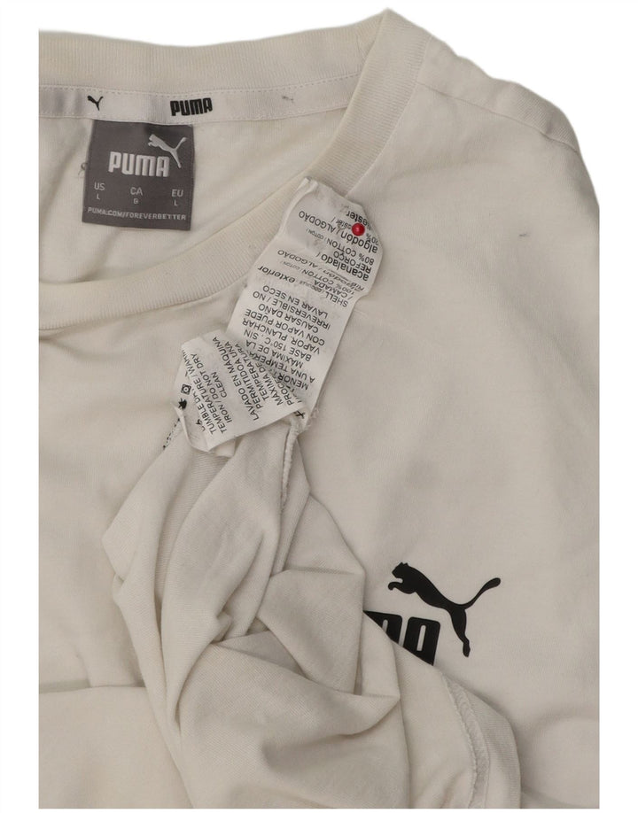 PUMA Mens Graphic T-Shirt Top Large White Colourblock Cotton