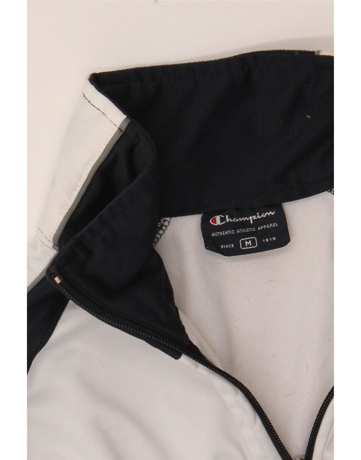 CHAMPION Mens Tracksuit Top Jacket Medium White Colourblock Polyester