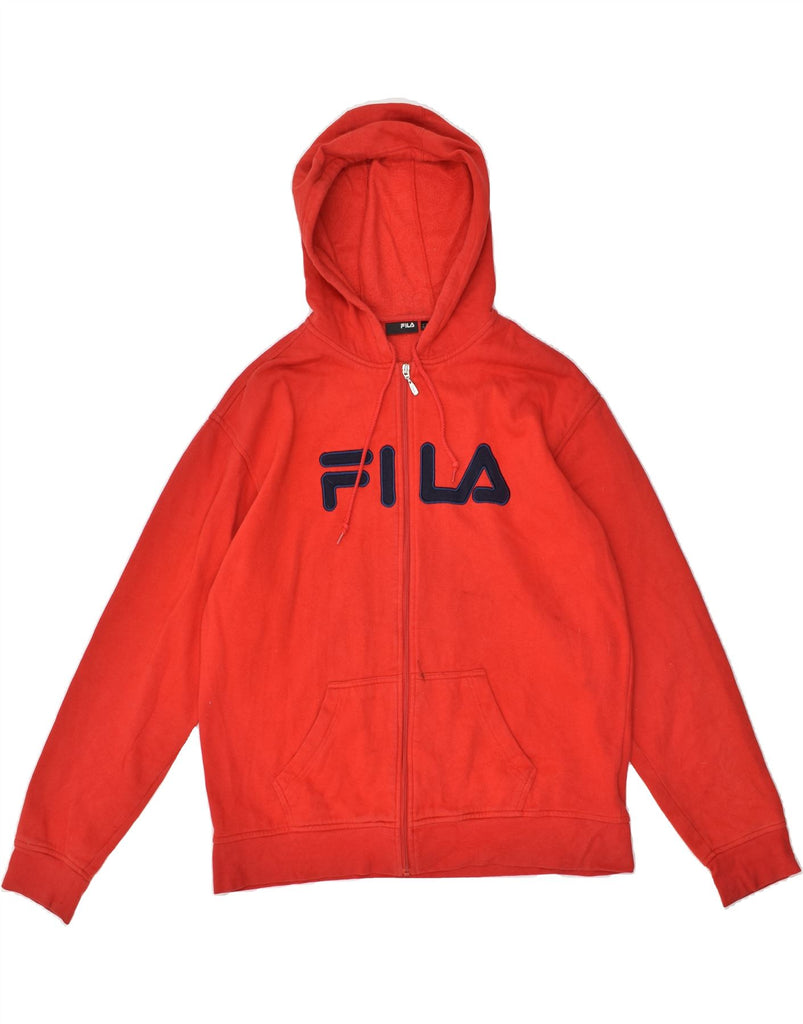 FILA Mens Graphic Zip Hoodie Sweater XL Red Cotton | Vintage Fila | Thrift | Second-Hand Fila | Used Clothing | Messina Hembry 