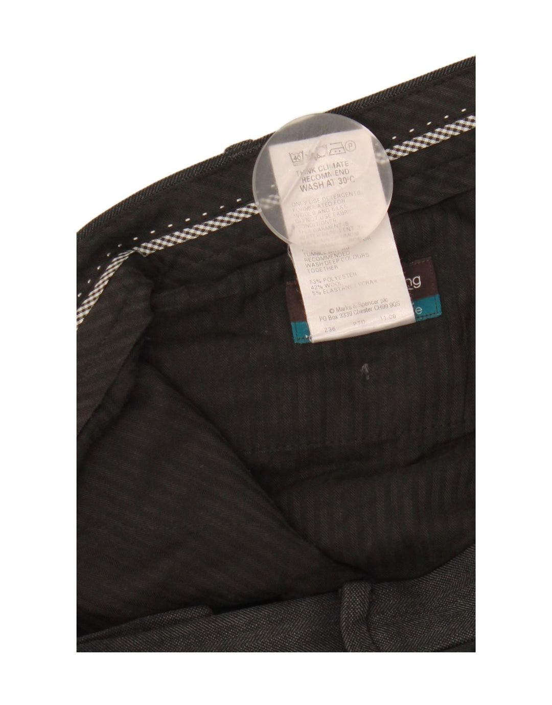 Marks & Spencer Mens Straight Suit Trousers W36 L31 Black Polyester