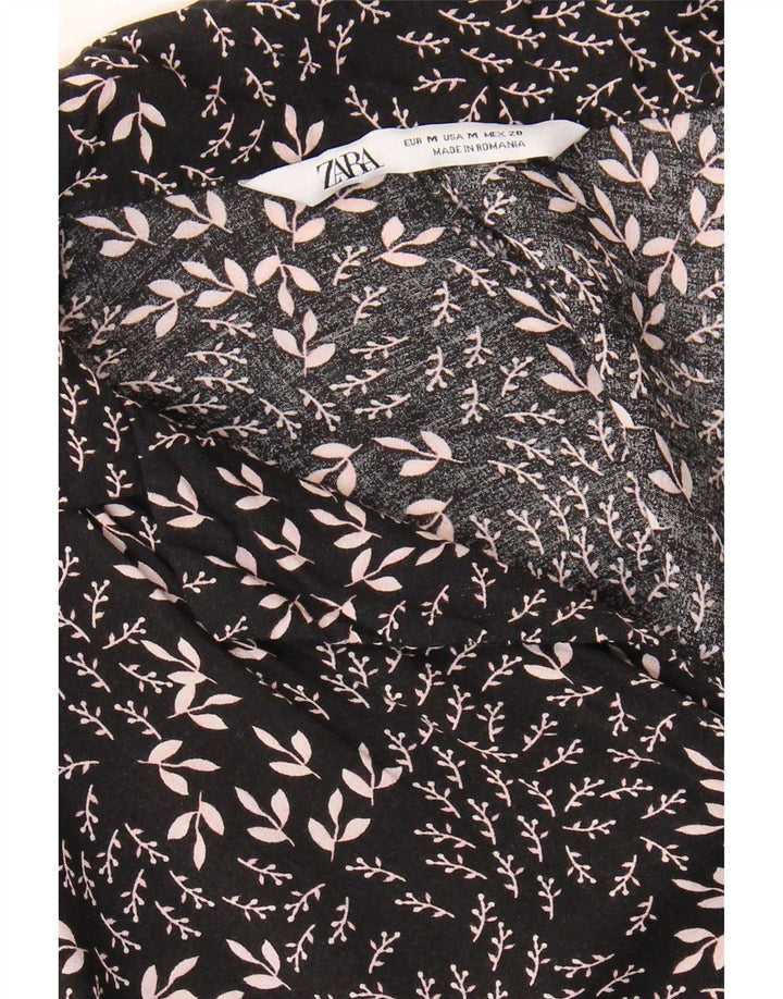 Zara Womens Short Sleeve Jumpsuit Medium Black Floral