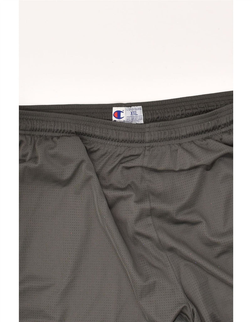 CHAMPION Mens Graphic Sport Shorts 2XL Grey Polyester | Vintage Champion | Thrift | Second-Hand Champion | Used Clothing | Messina Hembry 