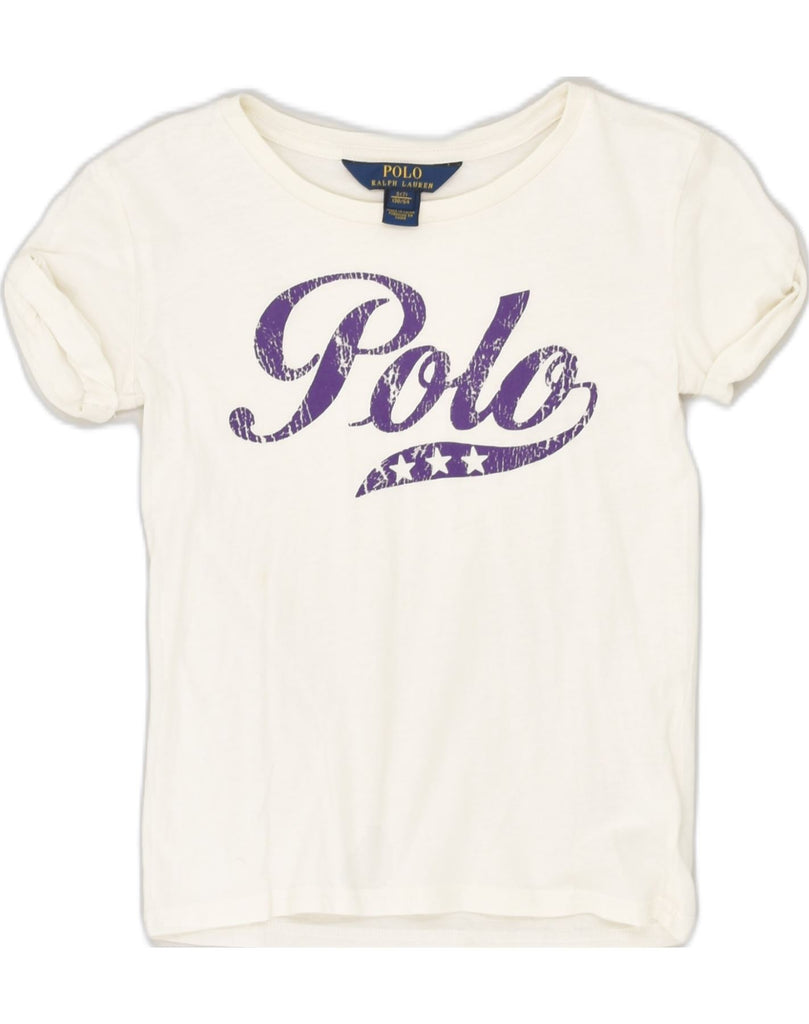 POLO RALPH LAUREN Girls Graphic T-Shirt Top 6-7 Years Small White Cotton | Vintage Polo Ralph Lauren | Thrift | Second-Hand Polo Ralph Lauren | Used Clothing | Messina Hembry 