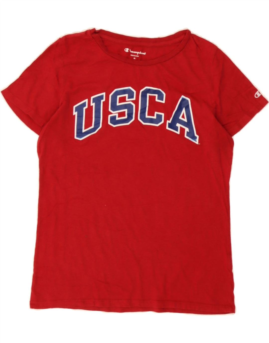 CHAMPION Womens Graphic T-Shirt Top UK 12 Medium Red Cotton Vintage Champion and Second-Hand Champion from Messina Hembry 