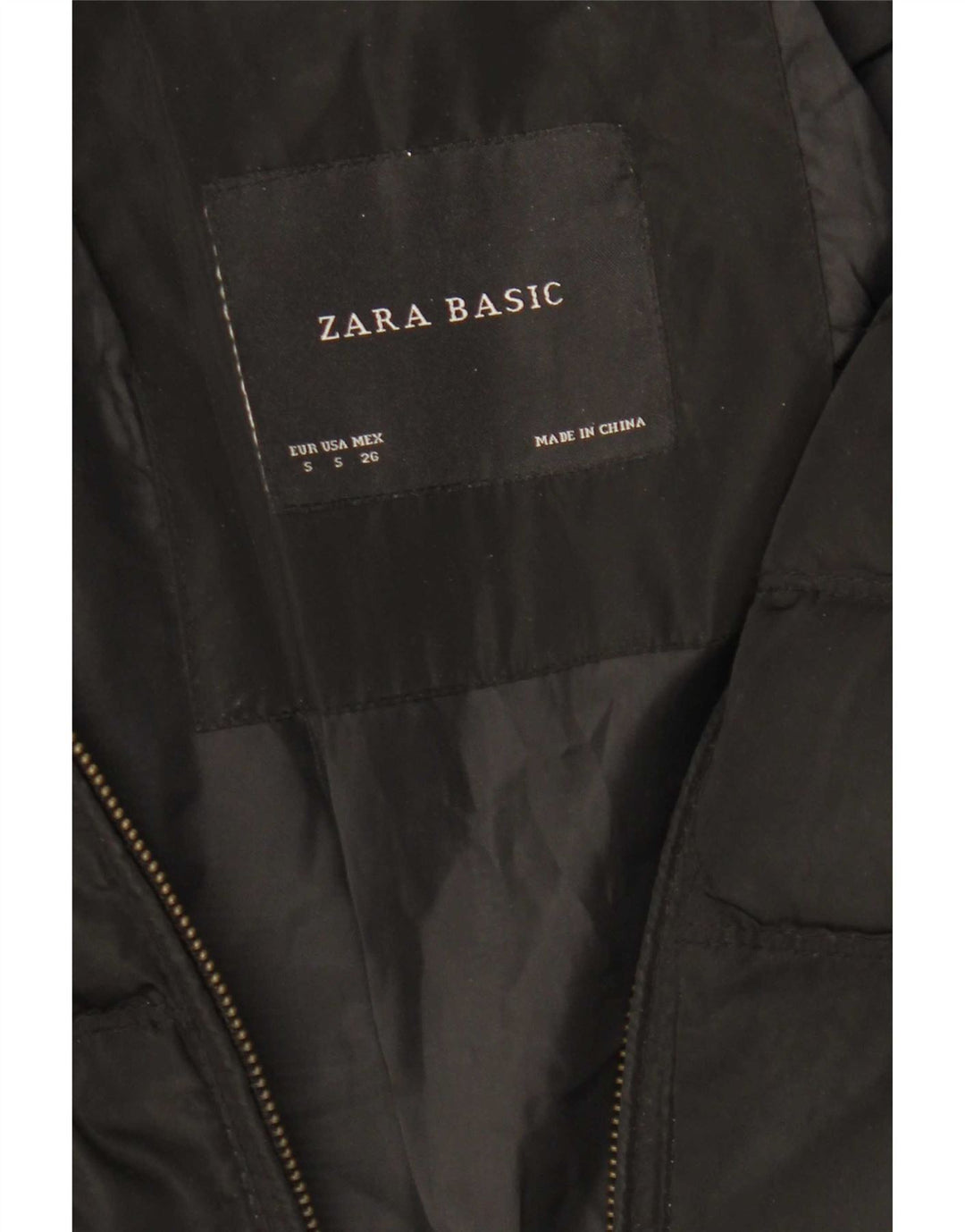 Zara Womens Padded Coat UK 10 Small Black Polyester