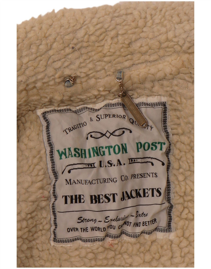 VINTAGE Mens Denim Sherpa Jacket UK 40 Large Blue Cotton