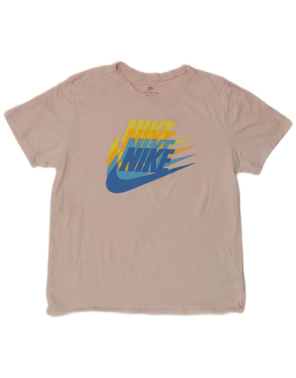 NIKE Mens Athletic Cut Graphic T-Shirt Top XL Pink Cotton