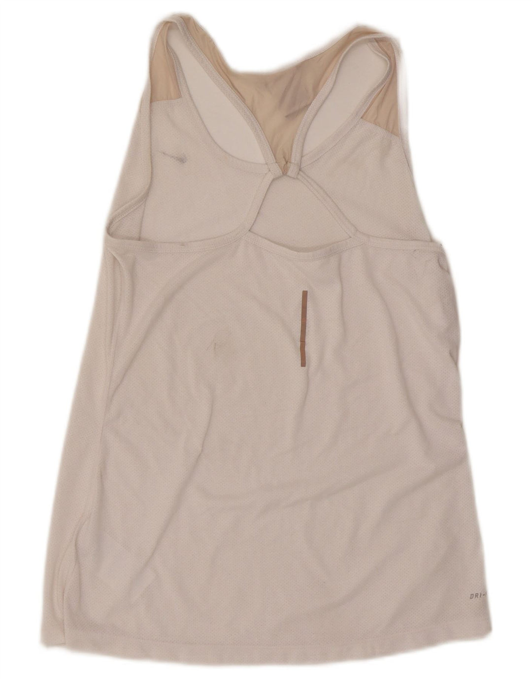 Nike Womens Dri Fit Vest Top UK 14 Large Off White Polyester
