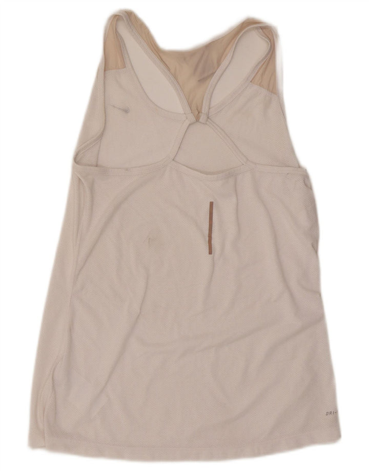 Nike Womens Dri Fit Vest Top UK 14 Large Off White Polyester