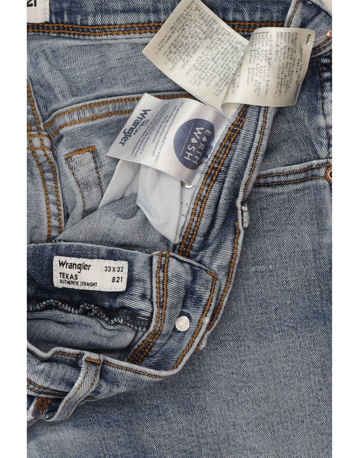 Wrangler Mens Texas Straight Jeans W33 L32 Blue Cotton