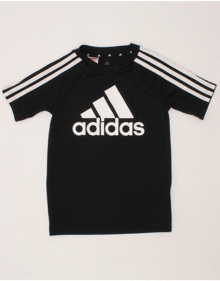 ADIDAS Boys Aeroready Graphic T-Shirt Top 7-8 Years Black Polyester Vintage Adidas and Second-Hand Adidas from Messina Hembry 