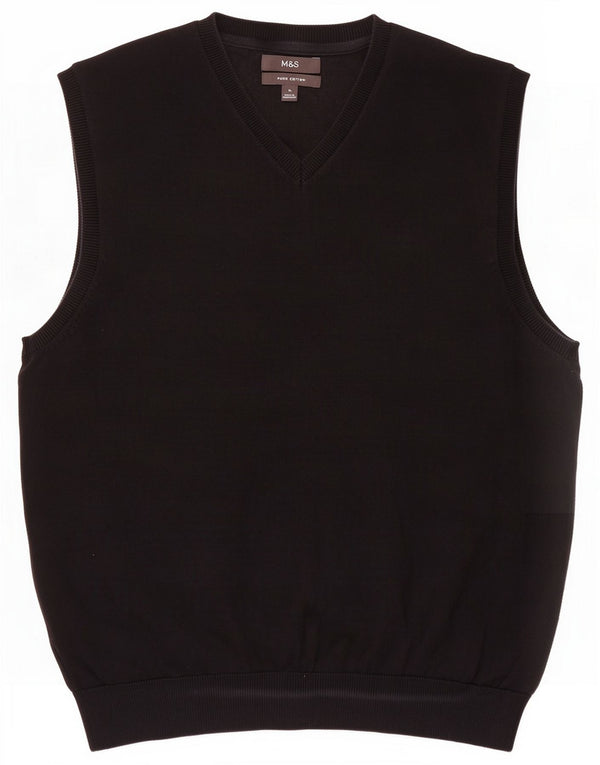 Marks & Spencer Mens Vest Tank Top XL Black Cotton