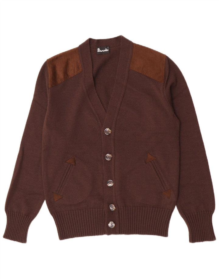 Masculin Mens Cardigan Sweater Small Brown New Wool