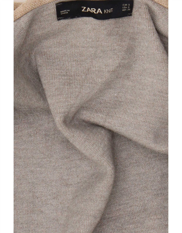 Zara Womens Asymmetric Open Cardigan Sweater UK 10 Small Beige