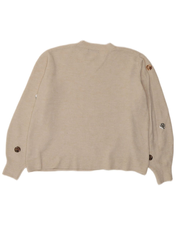 Marks & Spencer Womens Crew Neck Jumper Sweater UK 18 XL Off White Spotted