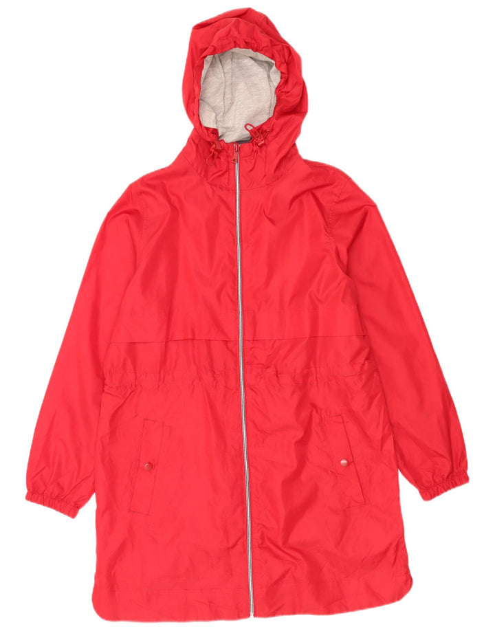 Marks & Spencer Womens Hooded Raincoat UK 14 Medium Red Polyester
