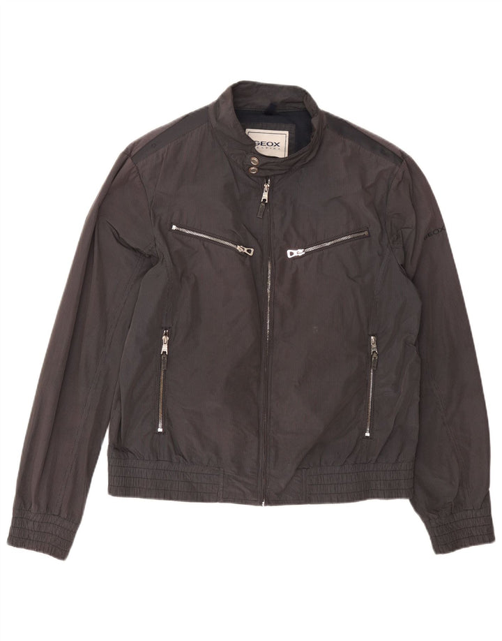 Geox Mens Respira Bomber Jacket UK 40 Large Grey Pinstripe Polyester