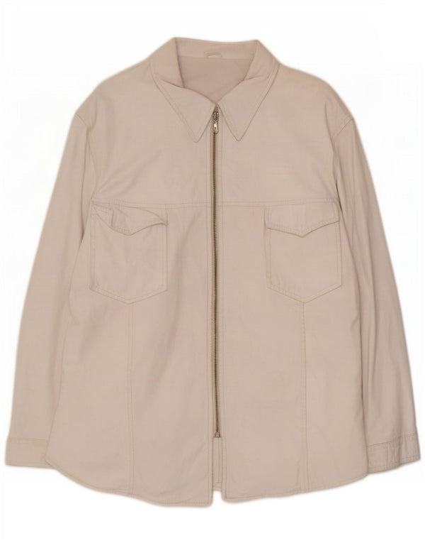 Vintage Womens Overshirt Leather Shirt IT 46 Large White