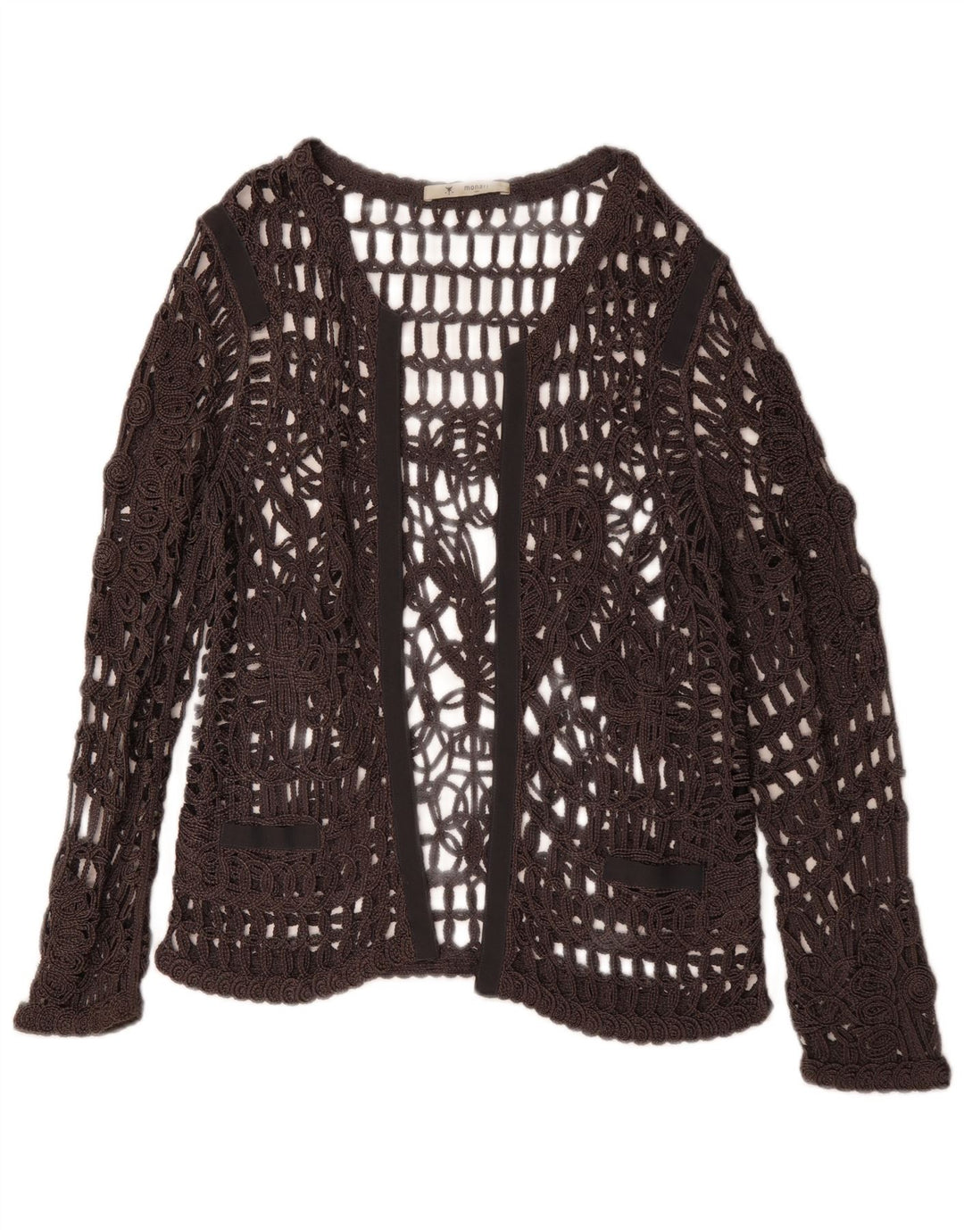 MONARI Womens Long Sleeve Crochet See Through Top UK 14 Large Grey